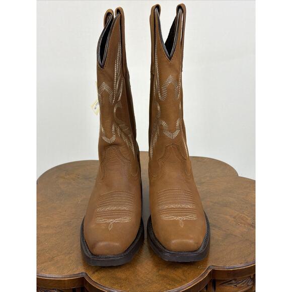 NWT Masterson Brown Stitch Details Square Toe Western Boot Mens Size 7.5 Mexico